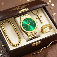 Ensemble de montres et bijoux pour homme, style business, motif diamant, luxe léger, quartz, avec bracelet en alliage de zinc et acier
