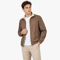 Veste décontractée légère pour homme, printemps, aspect soyeux, col contrastant, fermeture éclair intégrale, personnalisable avec logo OEM, vente en gros