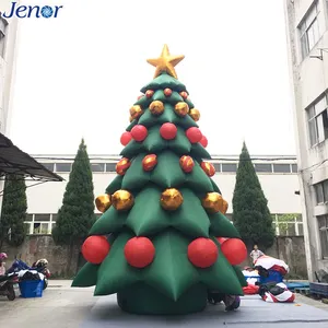 Giant Ngoài Trời Xmas Inflatable Christmas Tree Với Balloon Vàng Đối Với Mall Holiday Trang Trí