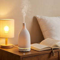 Diffuseur d'huiles essentielles en céramique de 160 ml avec fonction d'aromathérapie à brume froide silencieuse pour la maison, la chambre, le bureau, la relaxation