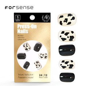 24 piezas <span class=keywords><strong>de</strong></span> embalaje personalizado, prensa cuadrada corta <span class=keywords><strong>en</strong></span> las <span class=keywords><strong>uñas</strong></span>, diseños <span class=keywords><strong>de</strong></span> impresión <span class=keywords><strong>de</strong></span> <span class=keywords><strong>vaca</strong></span> <span class=keywords><strong>en</strong></span> blanco y negro, <span class=keywords><strong>Uñas</strong></span> postizas, suministros profesionales para <span class=keywords><strong>uñas</strong></span> postizas ABS - Product Image 2