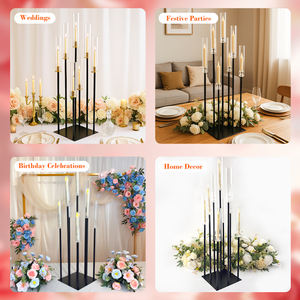 Candelabros de Metal Negro de 9 Brazos <span class=keywords><strong>para</strong></span> Centros de Mesa de Boda, Decoración, Portavelas <span class=keywords><strong>para</strong></span> Bodas - Product Image 4