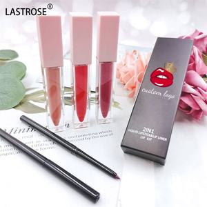 Grosir Kit bibir <span class=keywords><strong>2</strong></span> in 1 kit lipliner lipstik kosmetik rias tahan air set lipliner lipstik cair vegan matte tahan lama - Product Image 5