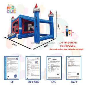 Château <span class=keywords><strong>Gonflable</strong></span> Marbré Rouge et Bleu avec Toit Ombragé, Combo Bouncer pour Rassemblements Familiaux et Location - Product Image 4