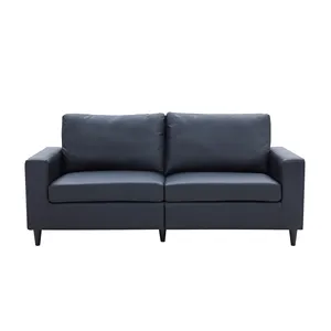 Bellemave black light luxury style technical leather upholstered comfortable three-seater sofa