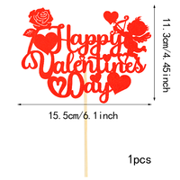 Valentinstag-Kuchendekoration - Herzrose und Amor. Tortendekoration für Heiratsantrag, Verlobung und Hochzeit
