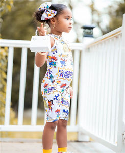 Custom 2022 Summer Toddler Baby Girls Bodysuit Jumpsuit One Pieces <b>White</b> Cartoon Pattern Kids Girls <b>Onesie</b> Bodysuits - Product Image 6