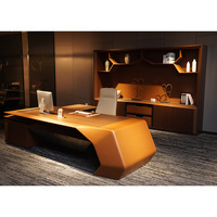 Meubles de bureau en cuir modernes, ensemble de bureau en forme de L, taille personnalisée, design de table de direction contemporaine