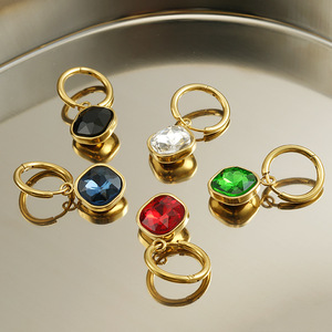 ZOGXIN Geometric <b>Drop</b> <b>Earrings</b> 18K Gold Plated Crystal Studs For Everyday Wear - Product Image 4