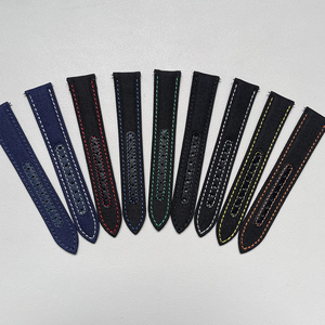 Bracelet de montre en nylon et <span class=keywords><strong>cuir</strong></span> respirant, réglable, étanche, avec fermoir déployant, remplacement 20mm 22mm - Product Image 2