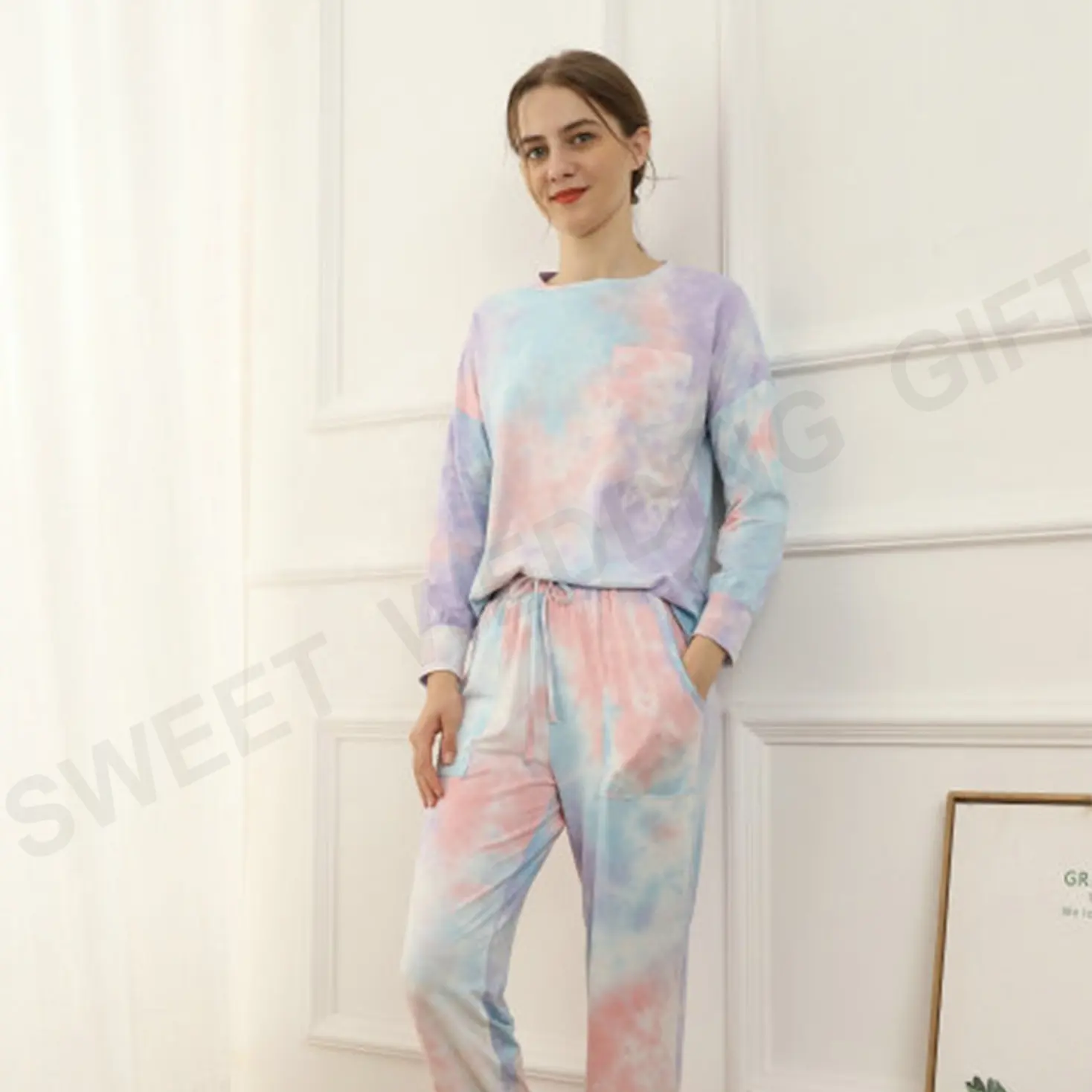 Nieuwe Stijl Pyjama Sets 0088 Lange Mouw En Lange Broek Thuis Nachtkleding Groothandel Pyjama Sets Vrouwen Voor Bruidsmeisje