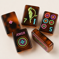 Mahjong américain Série Tortoise Happy, tuiles en acrylique gravées, 160 pièces, luxe moderne, écologiques, durables, jeux de table, cadeaux