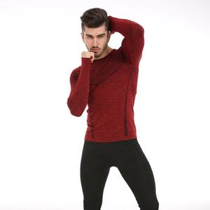 เสื้อยืดออกกำลังกายแขนยาวไร้ตะเข็บสำหรับผู้ชาย แบรนด์ OEM Sportswear - Product Image 4