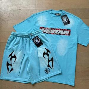 Ensemble streetwear 2 pièces pour homme, t-shirt à manches courtes 100% coton écologique et short à cordon de serrage - Product Image 3