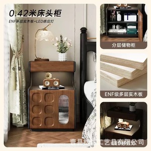 Wooden <b>bedside</b> <b>table</b>, cross-border creative <b>vintage</b> style home bedroom <b>bedside</b> storage cabinet, solid wood integrated <b>bedside</b> - Product Image 4