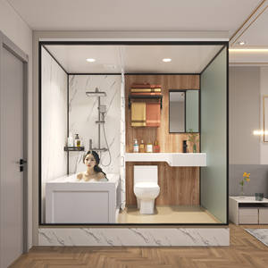 プロ仕様の実用的なアルミ合金製プレハブ浴室（2315サイズのバスタブ付き）- 家庭やホテル向けのモダンな一体型シャワールーム - Product Image 1