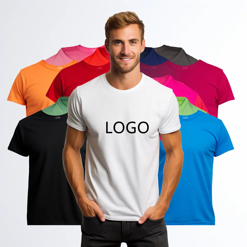 T-shirt recyclé durable avec impression personnalisée, t-shirt RPET pour hommes en coton recyclé et polyester écologique