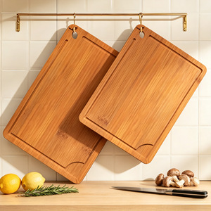 Bamboo Cutting Board Two Piece <b>Set</b> 17x12 And 15.8x11.7 Inch Multifunction Kitchen Chopping Block - Product Image 2
