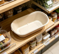 Einweg-Lebensmittelbehälter aus Zellstoff, 16g, 700ml, für leichte Mahlzeiten, Bagasse-Box, plastikfrei, stapelbar, mikrowellengeeignet, für Catering