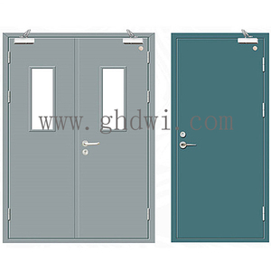 Porte <span class=keywords><strong>à</strong></span> double porte intérieure en acier coupe-feu de 3 'x 7' avec barre de poussée - Product Image 5