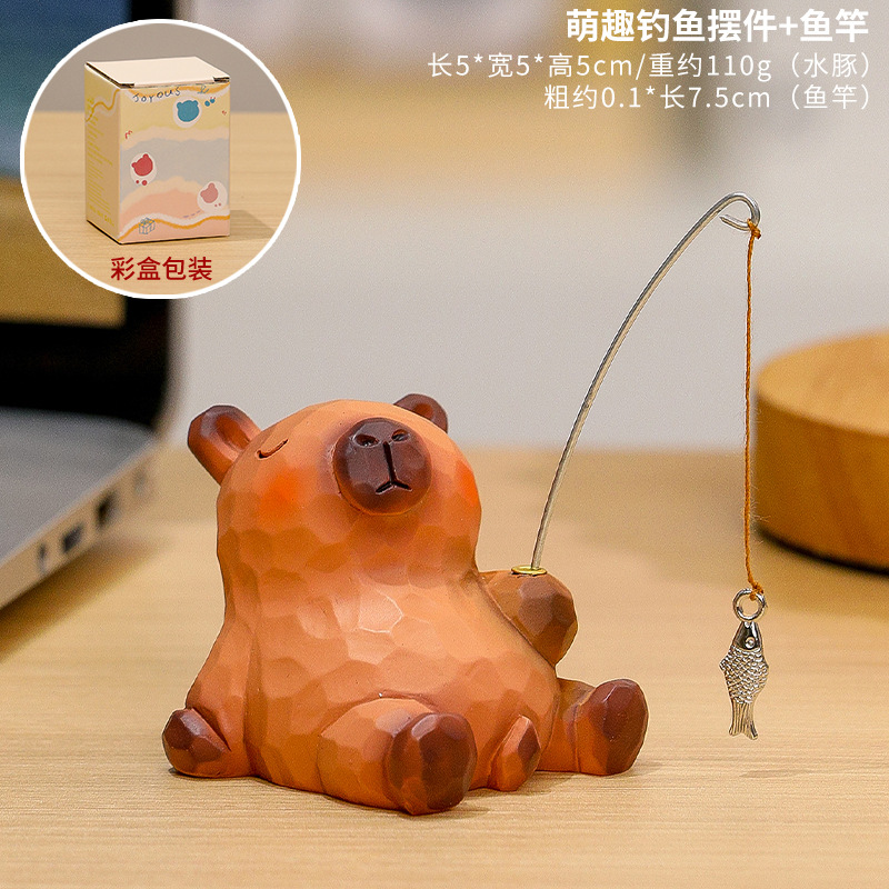 Ornement de pêche mignon : canne à pêche Capybara