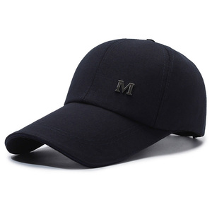 Low Profile Baseball Cap Lange Krempe Buchstabe m Golf Dad Hut Verstellbare Männer Frauen Leinwand Hüte - Product Image 3
