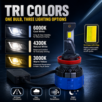 Ampoule de phare LED pour voiture SFIDA V3E TRI COULEURS 12V, super lumineuse, plug and play, H4 H7 H11 9005 9006