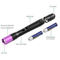 Penjualan terlaris lampu hitam UV cahaya hitam baterai Alkaline senter UV Led pena Mini senter untuk hewan peliharaan deteksi urin