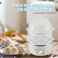Sıcak satış 2 kat aile haşlanmış yumurta vapur plastik Mini elektrikli yumurta pişiricisi