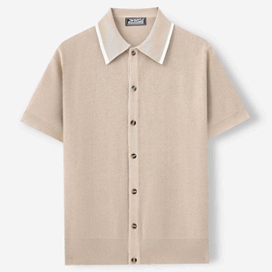 Chemises polo en tricot pour hommes, cardigan d'été pour hommes, vêtements en tricot à manches courtes pour hommes, chemises boutonnées - Product Image 4