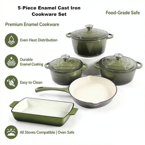 Cast Iron <strong>Cookware</strong> <strong>Set</strong> 5pcs Oven Safe <strong>Kitchenware</strong> Skillet Pots and Pans <strong>Cookwares</strong> <strong>Set</strong> Induction Gas Stove Cooking Pot <strong>Set</strong> - Product Image 2
