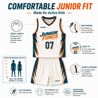 Ensemble d'uniformes de basketball pour enfants – Maillot et short personnalisés pour jeunes, légers et respirants, pour académies, camps et commandes d'équipes juniors