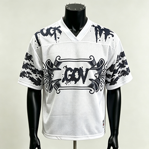 เสื้อยืดโอเวอร์ไซส์คอวีแบบสั่งทำพิเศษ พิมพ์ลายด้วยเทคนิค Dye-sublimation สไตล์สตรีทแวร์ ผ้าตาข่าย แห้งเร็ว ทรงบ็อกซี่ สำหรับเล่นฟุตบอล เสื้อยืดผู้ชายระบายอากาศได้ดี - Product Image 4