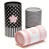 Boîte cadeau en tube de papier recyclé rose et noir style Lolita |   Emballage cylindrique personnalisable avec nœud en dentelle pour gâteaux et pains secs