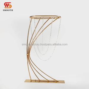 Soporte de Flores de Metal Dorado de Cintura Alta Personalizado para Bodas y Fiestas de Cumpleaños, Decoración Moderna y Elegante para Eventos - Product Image 2