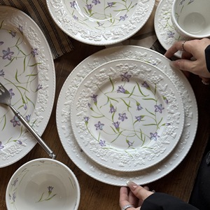Service de vaisselle en céramique Lelyi, style <span class=keywords><strong>vintage</strong></span> romantique, décor floral en relief, compatible micro-ondes, assiettes, bols, assiettes à dessert et à soupe - Product Image 2