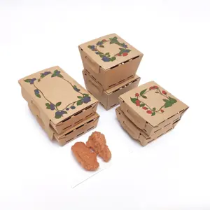 Embalagem de batatas fritas para viagem com logotipo personalizado Caixa de frango assado