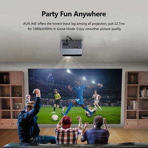 โปรเจคเตอร์ Full HD AUN A45 รุ่นที่ดีที่สุดสำหรับการฉายข้อมูลขนาดเล็ก พกพาสะดวก ใช้ในห้องดูหนัง ฉายภาพบนผนัง เลเซอร์สำหรับเด็ก ปี 2026 RGB LED ระยะฉายสั้น MINI Android - Product Image 3