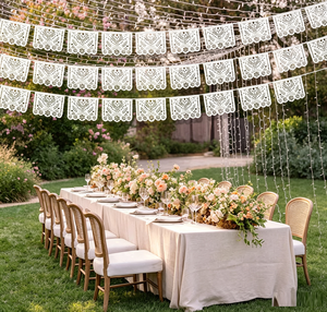 Guirnalda de Papel Picado Blanco de Plástico, Decoración Mexicana para Fiestas, Bodas, Día de <span class=keywords><strong>los</strong></span> Muertos, Restaurantes <span class=keywords><strong>Mexicanos</strong></span>, Celebraciones Festivas - Product Image 5