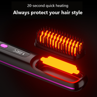 Alimentation USB électrique LCD en céramique pour la maison et l'hôtel Matériau en nylon Brosse Peigne à lisser les cheveux
