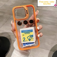 Coque de téléphone transparente en acrylique avec support invisible pour iPhone 18 Pro, 18 Pro Max, 17/16/15 avec film de protection en verre allié
