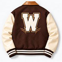 Veste universitaire personnalisée avec manches en cuir PU, étiquette tissée, broderie, étiquette suspendue, veste Letterman à marque privée, OEM