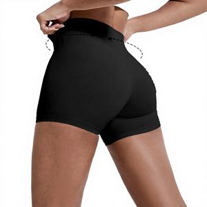 Shorts de sport pour femme Lily, taille haute élastique, couleur unie, respirant, tricoté, coupe régulière, fitness, cyclisme, printemps-été - Product Image 1