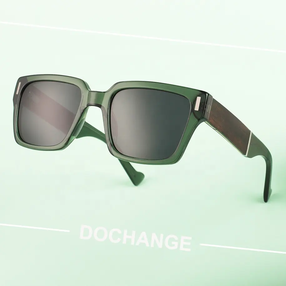 Gafas de sol polarizadas de madera de acetato 2024, gafas de bambú de PC de gama alta, sombra de moda para hombres y mujeres de gran tamaño