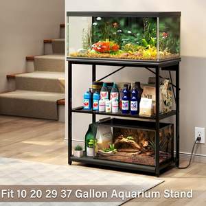 Support d'<span class=keywords><strong>aquarium</strong></span> de bureau à domicile noir robuste support de réservoir de poissons avec armoire de rangement de prise de courant tortue réservoir Reptile Terrarium - Product Image 2