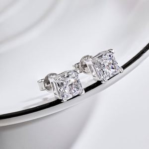 Dylam Hypoallergenic <b>Earrings</b> Rhodium Plated 925 Sterling Silver Radiant Cut Screw <b>Back</b> 8A Cubic Zirconia Stud <b>Earrings</b> - Product Image 6