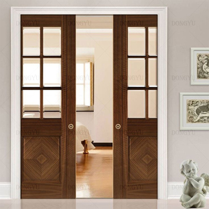 Porte <span class=keywords><strong>coulissante</strong></span> invisible sans cadre en bois massif Sapele de Bali, porte de poche, sécurité intégrée, bois naturel - Product Image 2