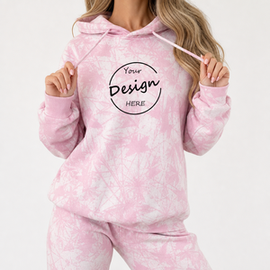Conjuntos Deportivos de 2 Piezas para Mujer, Personalizados por el Fabricante, 100% Algodón, Sudadera con Capucha Estampada Extra Grande y Pantalones Deportivos - Product Image 2