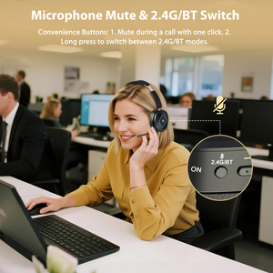 Cuffie Wireless con Microfono e Cancellazione del Rumore ENC, Dongle BT, Connessione <span class=keywords><strong>3</strong></span>-in-1 da <span class=keywords><strong>3</strong></span>,5mm, Dock di Ricarica RGB con Hub USB, Supporto Doppio Dispositivo - Product Image 4