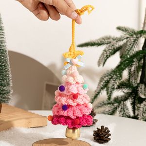 Kerajinan Kain Premium Rajutan Ombre Pink Pohon Natal Dekorasi Liburan Lucu untuk Pesta Rumah Hadiah Kustom dengan Pom-pom - Product Image 4